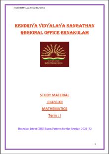  Class XII Term 1 Mathematics 2021-22